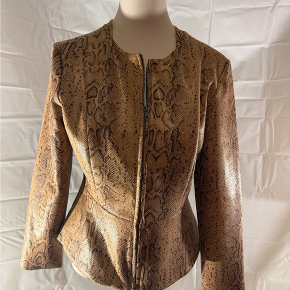 BB Dakota Brown Tailored Blazer with Snakeskin Print - Picture 1 of 8